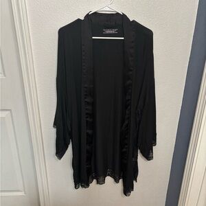 Victoria's Secret Black Satin Kimono with Lace